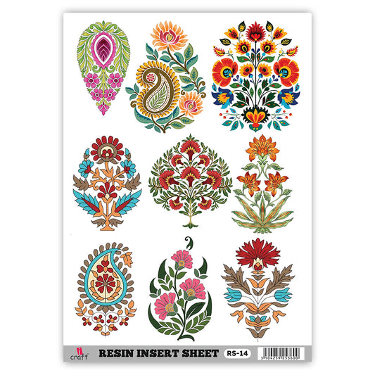 iCraft RS 14 Transparent Resin Art Sheet – Floral, Mandala, Motif & Evil Eye Designs for Resin Crafts