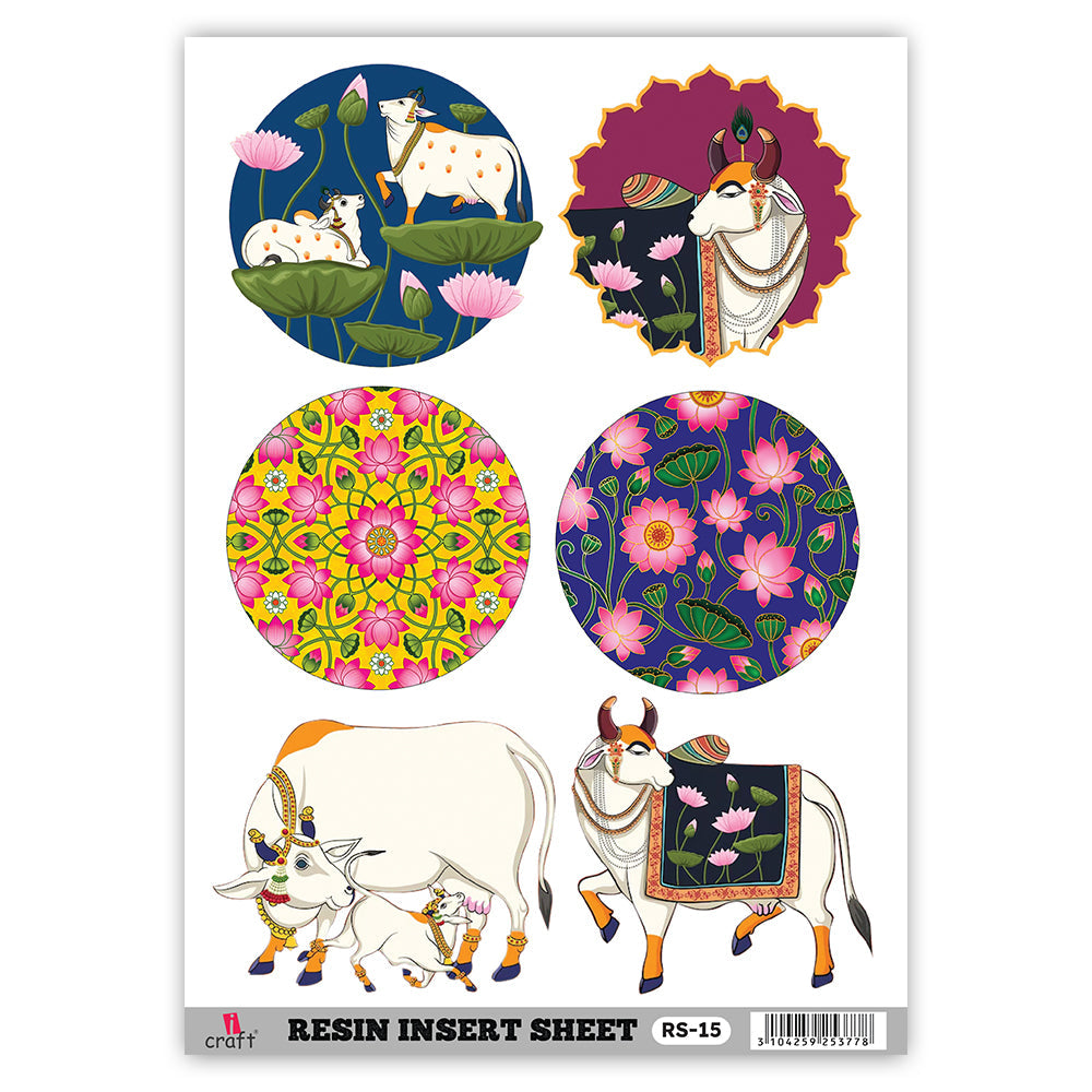 iCraft RS 15 Transparent Resin Art Sheet – Floral, Mandala, Motif & Evil Eye Designs for Resin Crafts