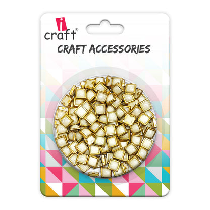 iCraft Rainbow Metal Beads-Square.Pack Of 25Grams