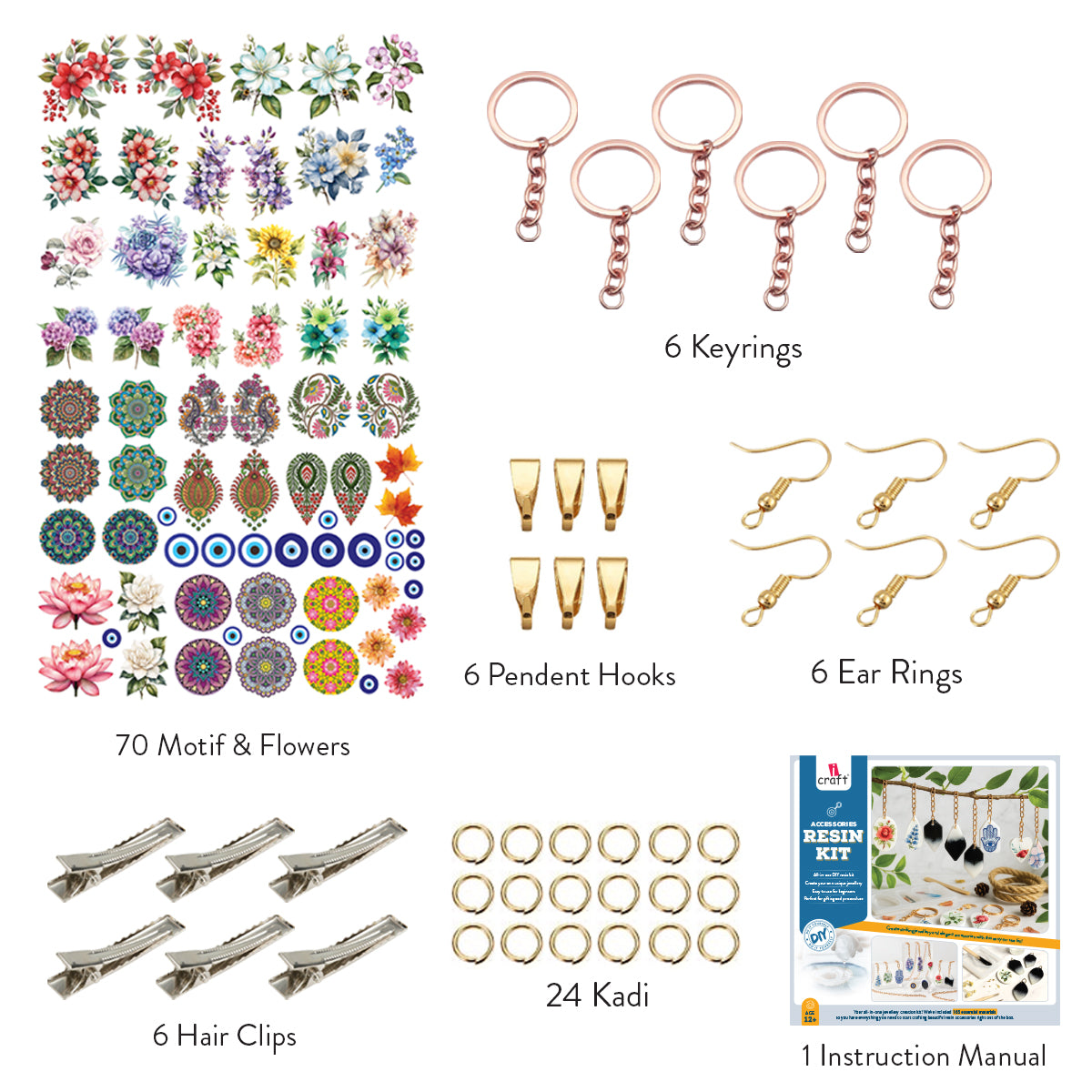 Resin Jewellery Making Kit – Accessories Craft Kit for Earrings, Pendants & Jewellery Making