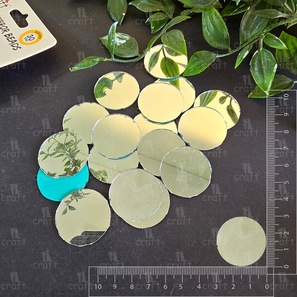iCraft Silver Glass Mirror - Round. Pack Of 50 Grams