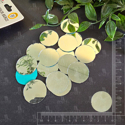 iCraft Silver Glass Mirror - Round. Pack Of 50 Grams