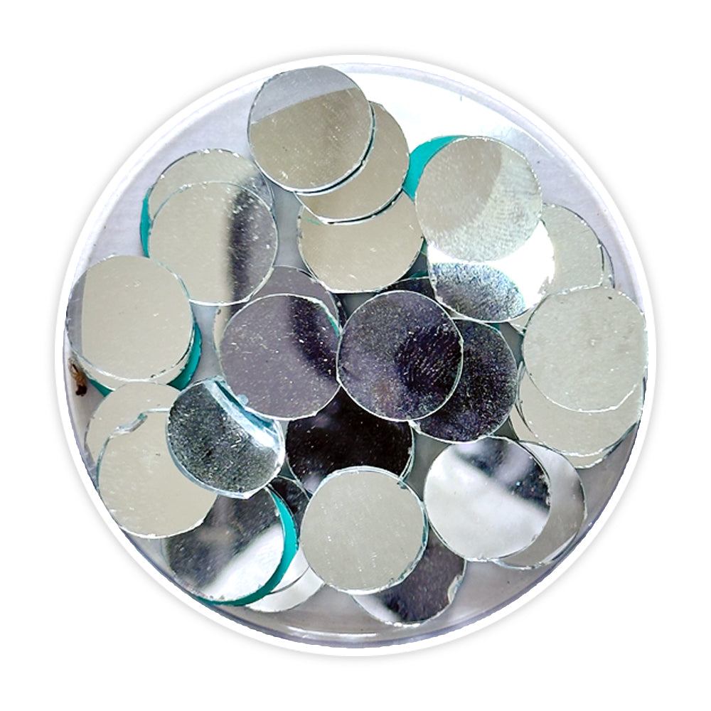 iCraft Silver Glass Mirror - Round. Pack Of 50 Grams