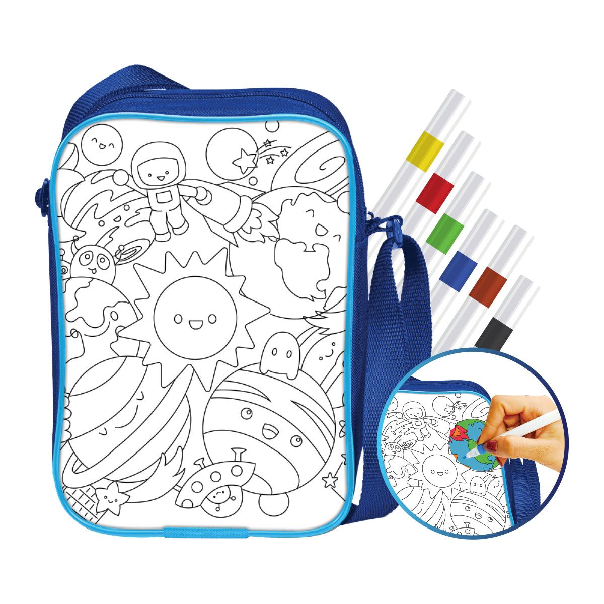 Colour Your Own Sling Bag – Space DIY Colouring Kit with 6 Acrylic Markers