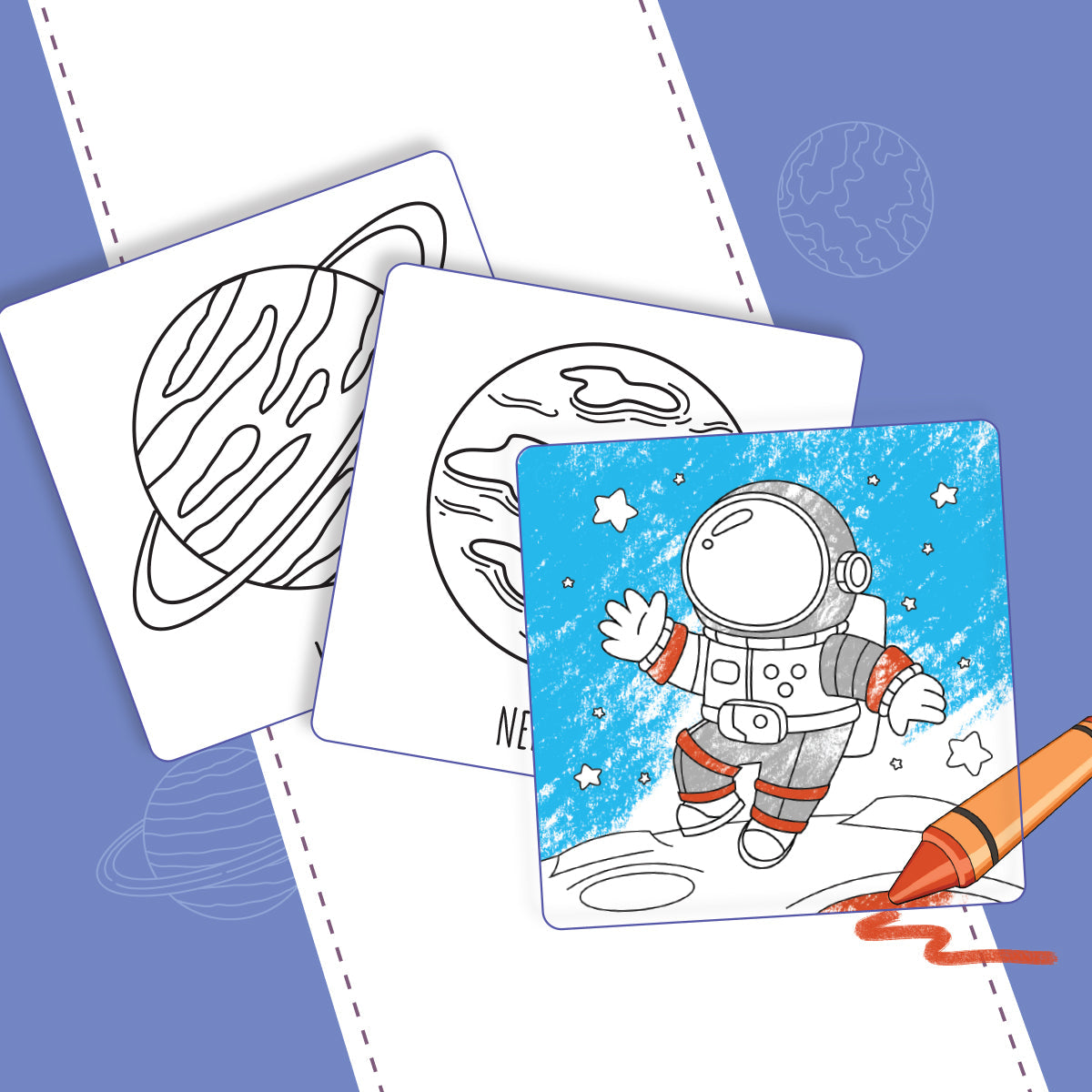 Space Painting Kit for Kids: Solar System Flash Cards with Crayons - Educational and Fun Art Activity, Best Gift for Boys and Girls Ages 6+