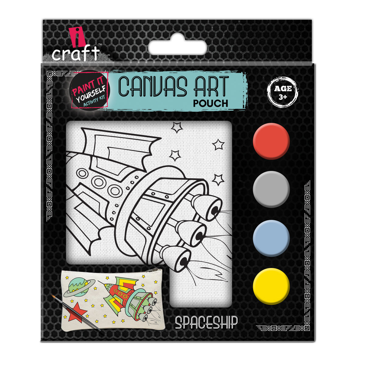 Spaceship Canvas Pouch Painting Kit for Kids – Paint Your Own Pencil Case Craft Set