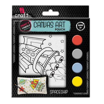 Spaceship Canvas Pouch Painting Kit for Kids – Paint Your Own Pencil Case Craft Set