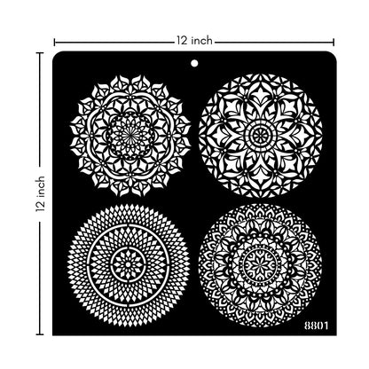 iCraft Multi-Surface Stencils - Perfect for Walls, DIY & Resin Art Projects | Reusable |12" x 12" Stencil-8801