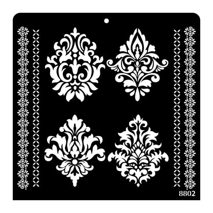 iCraft Multi-Surface Stencils - Perfect for Walls, DIY & Resin Art Projects | Reusable |12" x 12" Stencil-8802