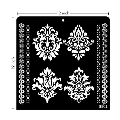 iCraft Multi-Surface Stencils - Perfect for Walls, DIY & Resin Art Projects | Reusable |12" x 12" Stencil-8802