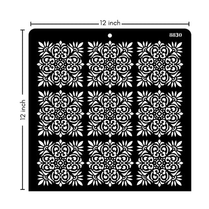 iCraft Multi-Surface Stencils - Perfect for Walls, DIY & Resin Art Projects | Reusable |12" x 12" Stencil-8830