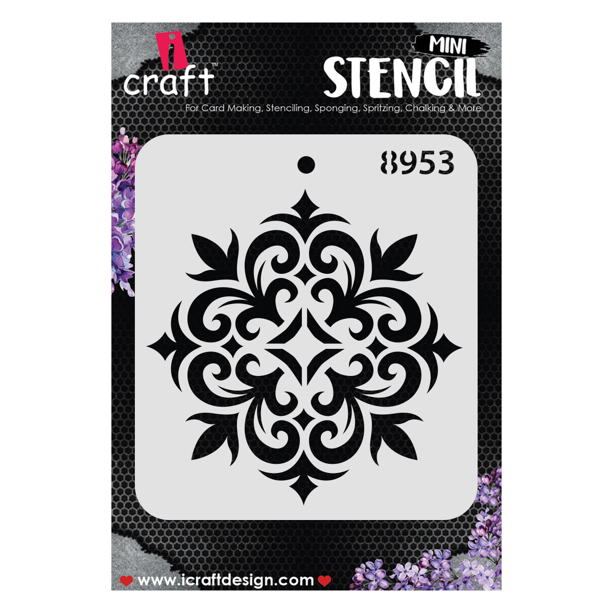 iCraft Multi-Surface Stencils - Perfect for Walls, DIY & Resin Art Projects | Reusable |Mini Stencil 4"x 4"-8953