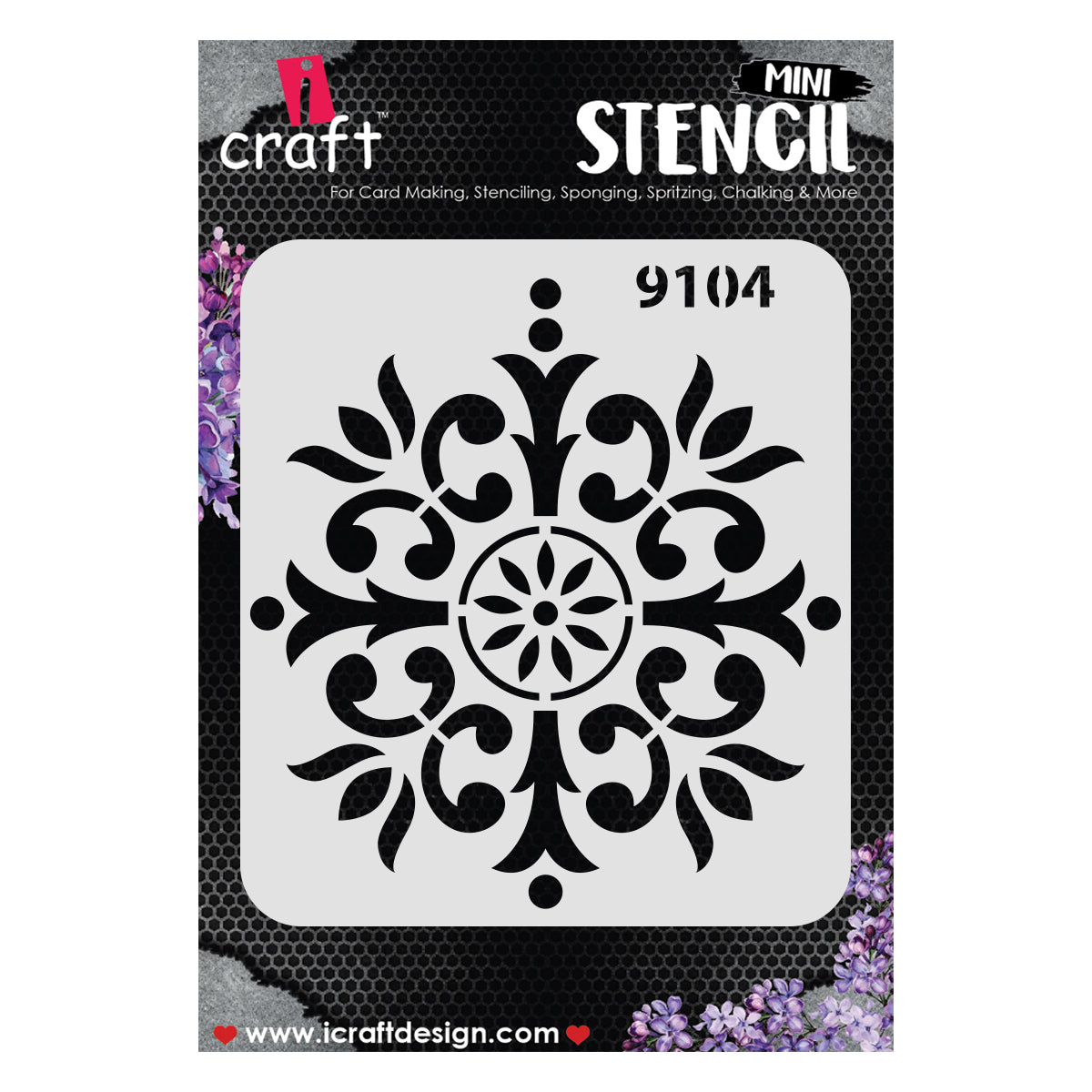 iCraft Multi-Surface Stencils - Perfect for Walls, DIY & Resin Art Projects | Reusable |Mini Stencil 4"x 4"-9104