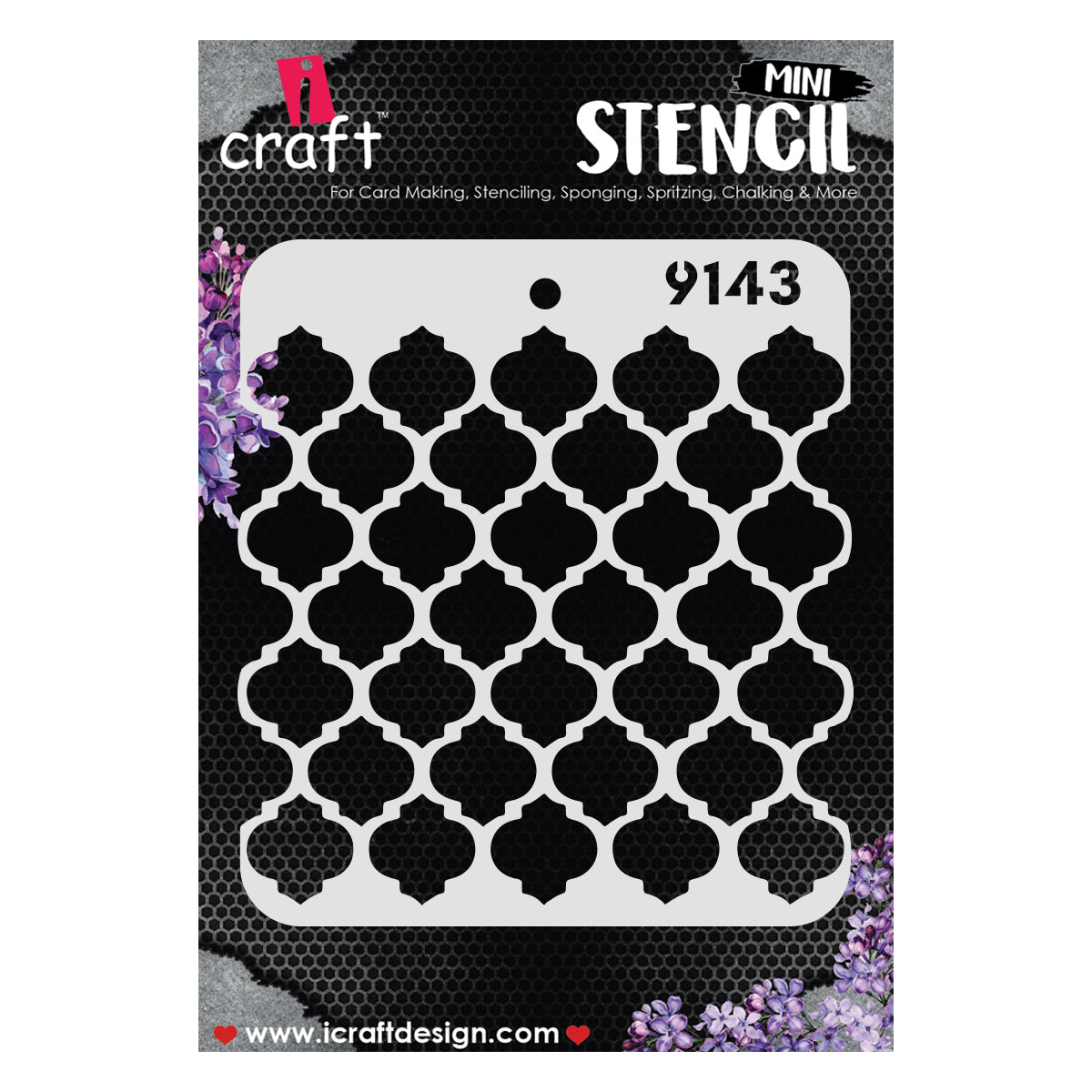 iCraft Multi-Surface Stencils - Perfect for Walls, DIY & Resin Art Projects | Reusable |Mini Stencil 4"x 4"-9143