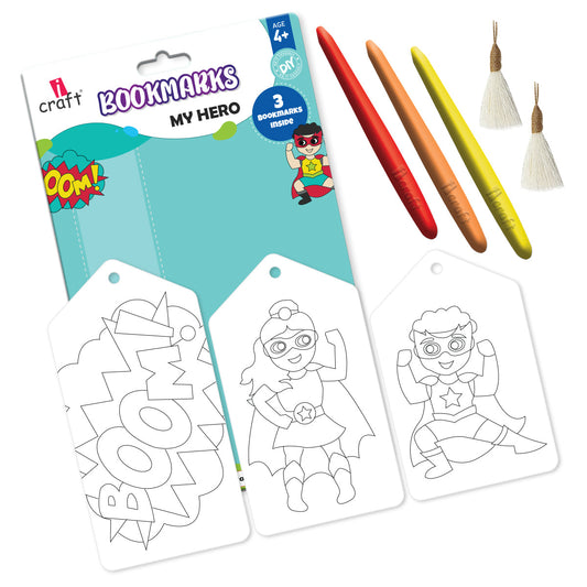 Kids DIY Superhero Bookmark Colouring Kit – Colour Your Own Bookmarks