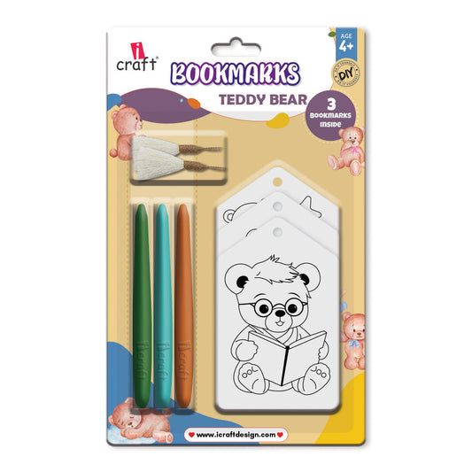 Kids DIY Teddy Bear Bookmark Colouring Kit – Colour Your Own Bookmarks