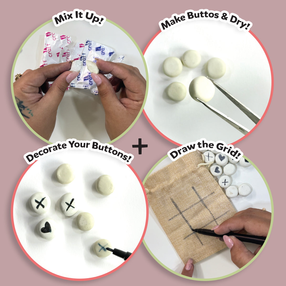 iCraft Clay Tic Tac Toe Kit: DIY Clay Game for Kids, Arts and Crafts Activity, Educational Toy, Best Gift for Kids