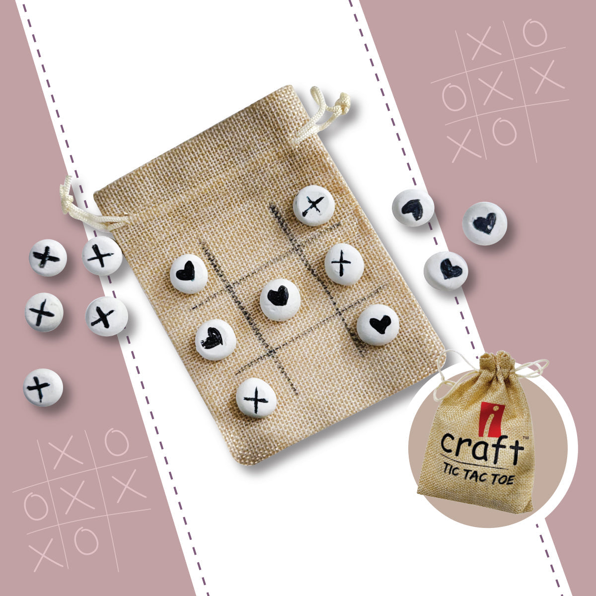 iCraft Clay Tic Tac Toe Kit: DIY Clay Game for Kids, Arts and Crafts Activity, Educational Toy, Best Gift for Kids