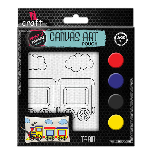 Train Canvas Pouch Painting Kit for Kids – Paint Your Own Pencil Case Craft Set