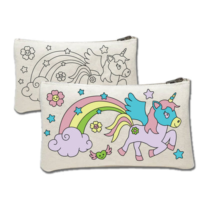 Unicorn Canvas Pouch Painting Kit for Kids – Paint Your Own Pencil Case Craft Set