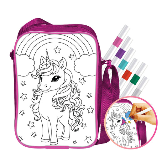 Colour Your Own Sling Bag – Unicorn DIY Colouring Kit with 6 Sketch Pens