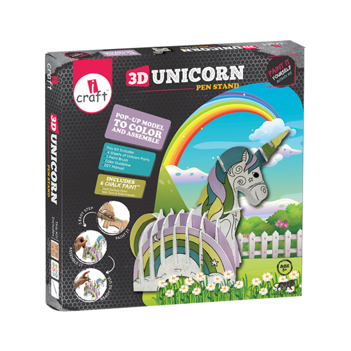 3D Unicorn Pen Stand  making Kit for Kids – Creative Painting Craft Kit & Desk Décor