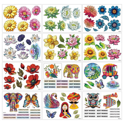 iCraft Indo Floral Scrapbooking Elements – 24 Pre-Cut Indian-Themed Craft Sheets, 5x7"