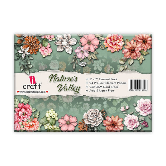 iCraft Nature’s Valley Scrapbooking Elements – 24 Pre-Cut Botanical & Floral Craft Sheets