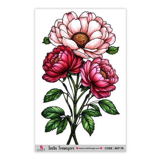 iCraft Mini Insta Transfer Stickers | Peonies | MIT 78