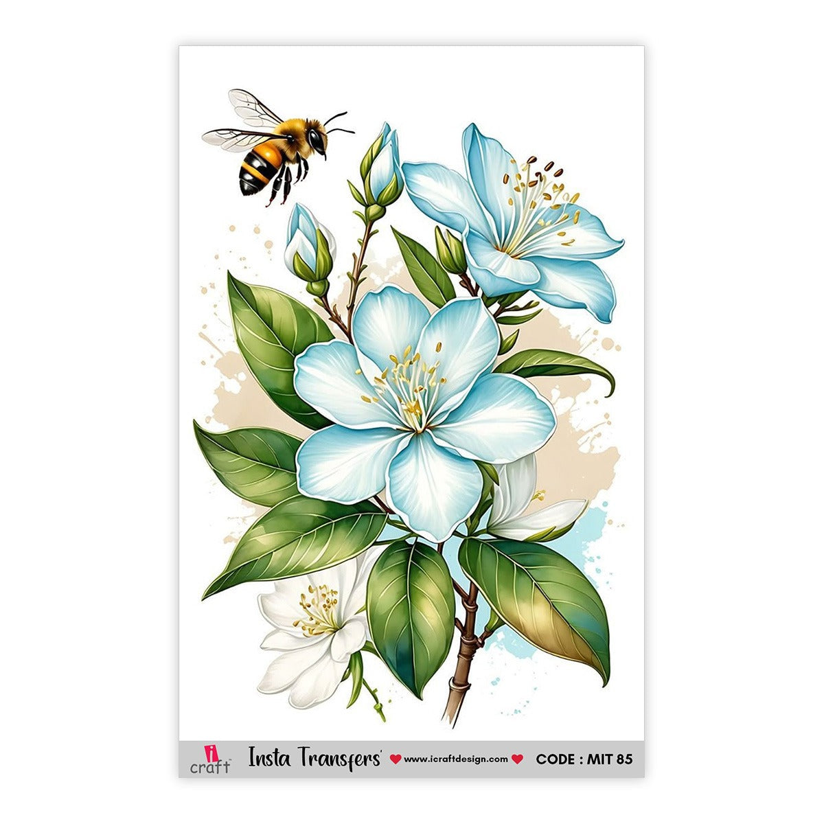 iCraft Water Transfer Stickers | Flower and Bee | MIT 85