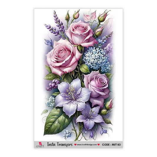 iCraft Mini Insta Transfer Stickers | Pink Rose | MIT 83