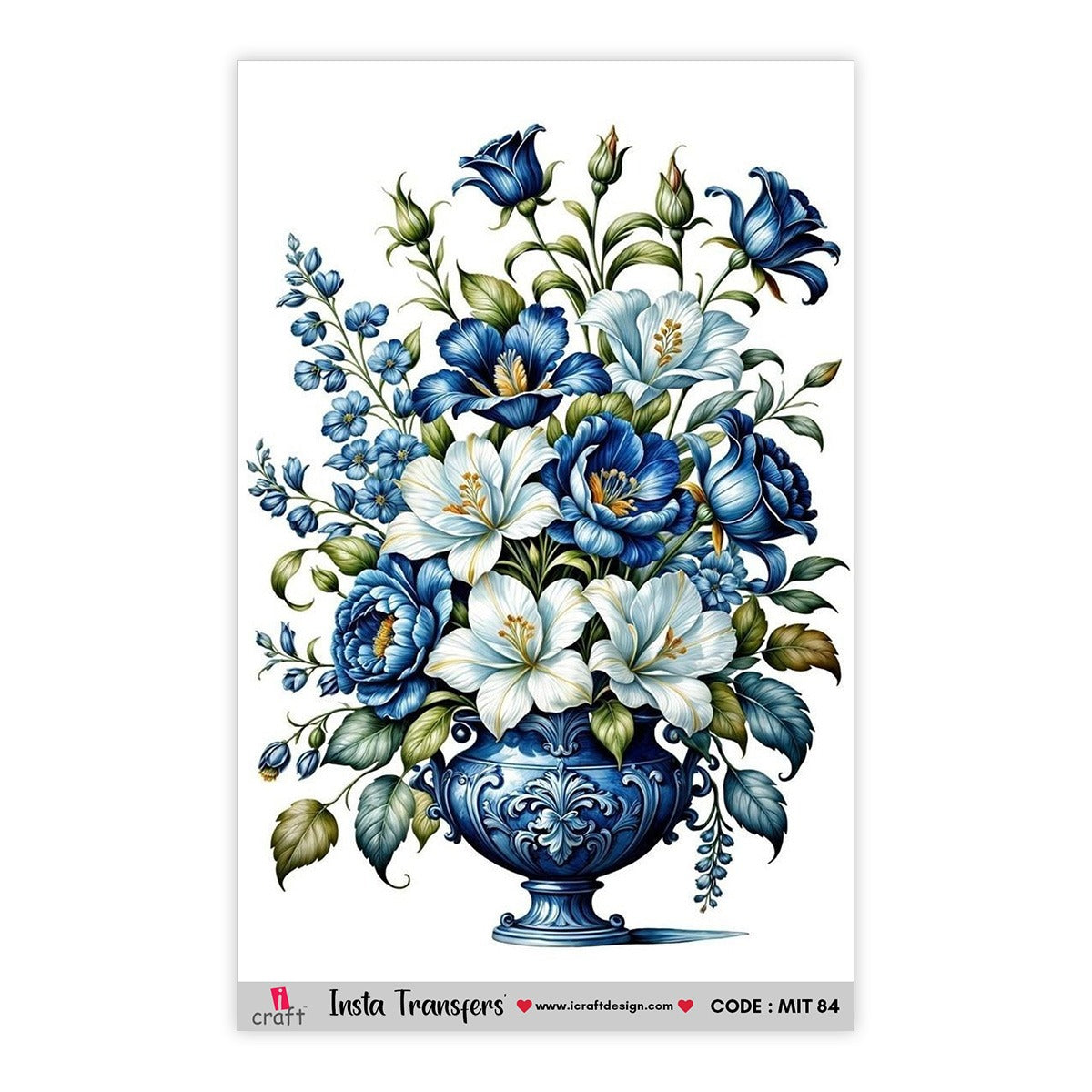 iCraft Mini Insta Transfer Blue and White Flowerpot | MIT 84