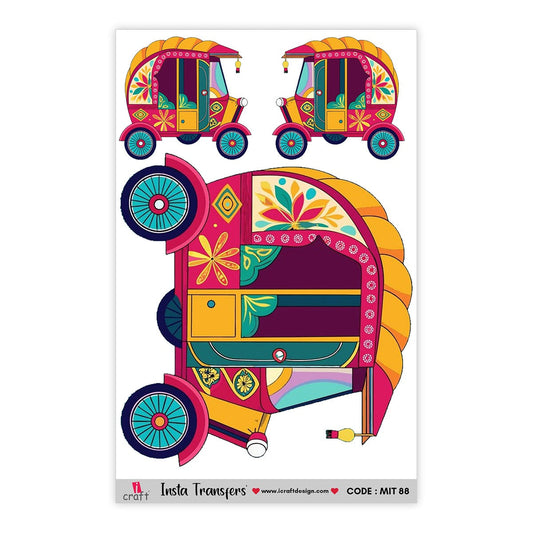 iCraft Mini Insta Transfer Stickers | Auto Rickshaw | MIT 88
