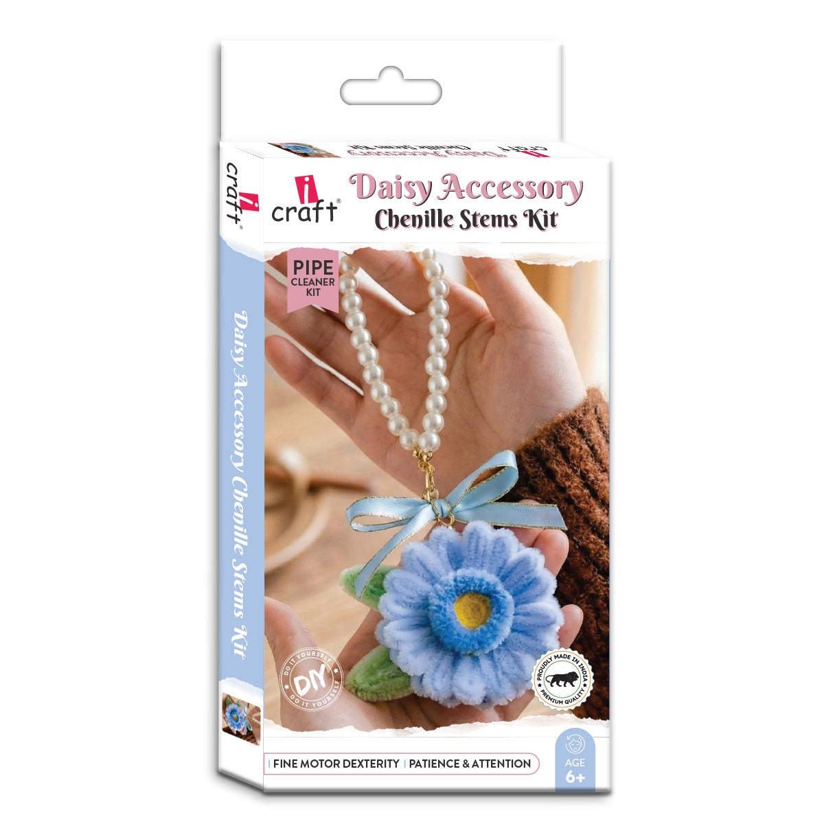 DIY Chenille Stem Daisy Bag Charm Kit – Flower Accessory Craft Set