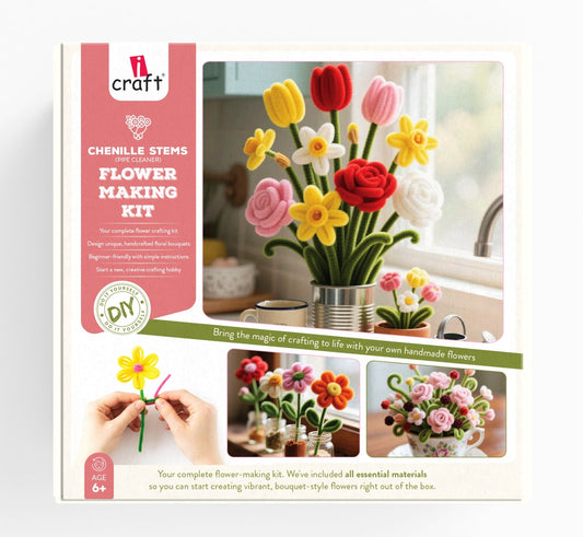 DIY Chenille Stem Flower Making Kit – Handmade Rose, Tulip & Daisy Bouquet Craft Set