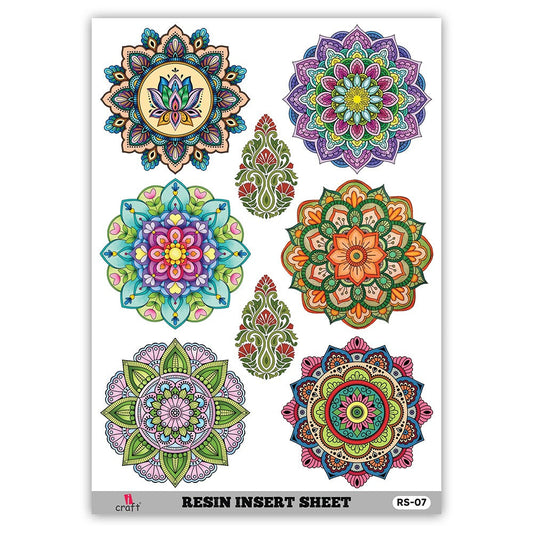iCraft Transparent Resin Art Sheet – Floral, Mandala, Motif & Evil Eye Designs for Resin Crafts | RS 07