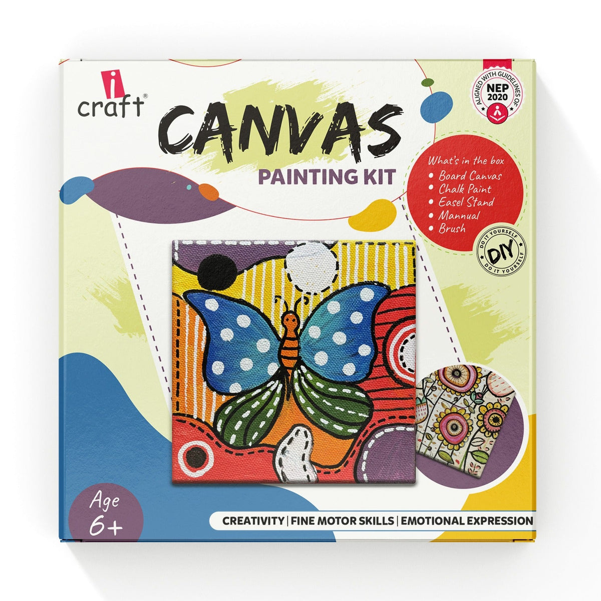 DIY Canvas Painting Set - Includes Paints, Canvas Board, Stand & Brush - Develops Creativity, Improves Focus - Perfect Art Gift for Boys & Girls