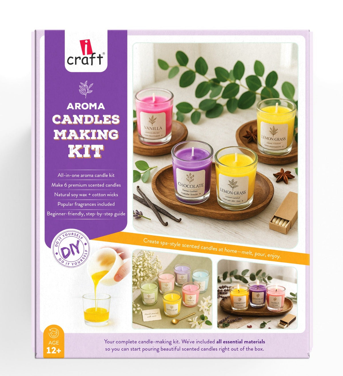 Aroma Soy Candle Making Kit | DIY Scented Candle Craft Kit – Makes 6 Candles