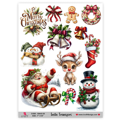 Water Insta Transfers - Classic Christmas Characters 7" x 10" | Code: XMAS 02