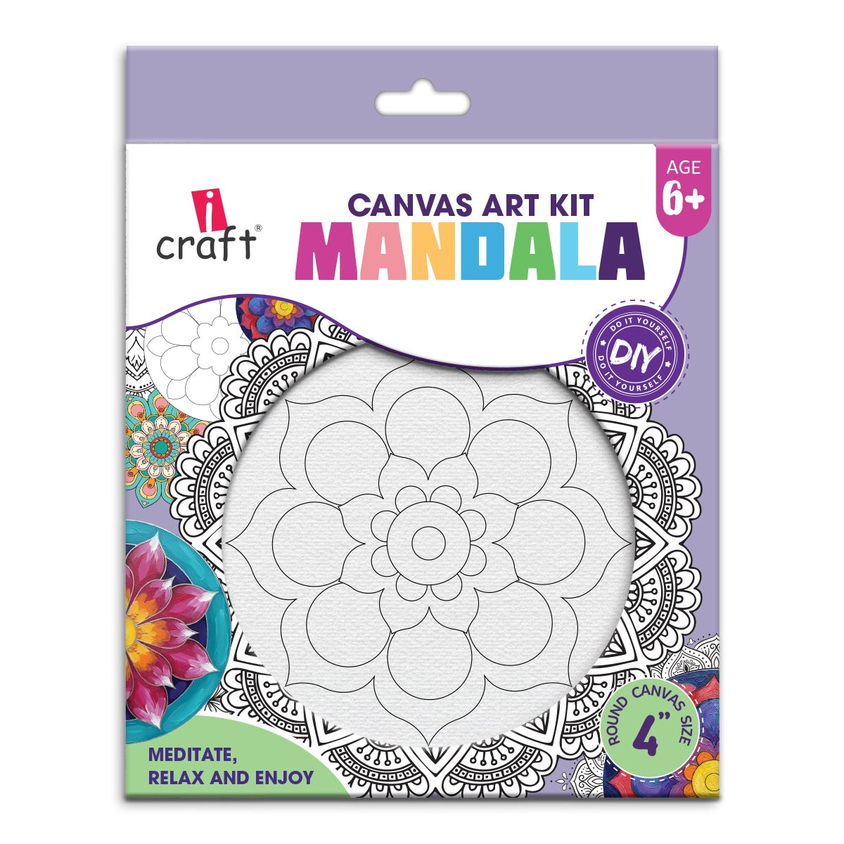 Mandala Canvas Art Kit – 4" Paint Your Own Mandala Craft Kit for Kids & Adults