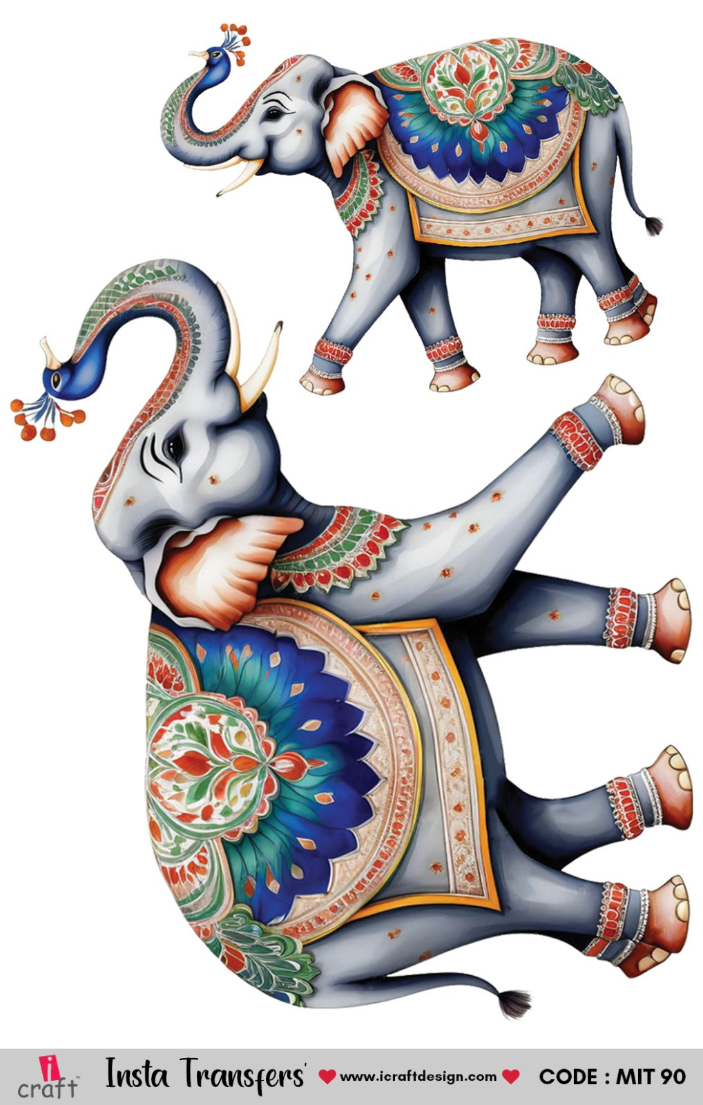 iCraft Mini Insta Transfer | Royal Decorated Elephants | MIT-90