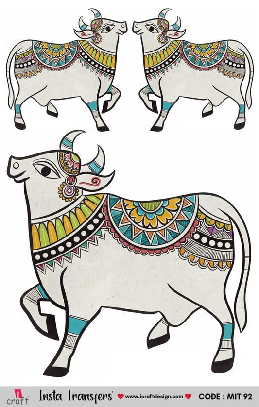 iCraft Mini Insta Transfer | Traditional Madhubani/Pichwai Style Bull | MIT-92