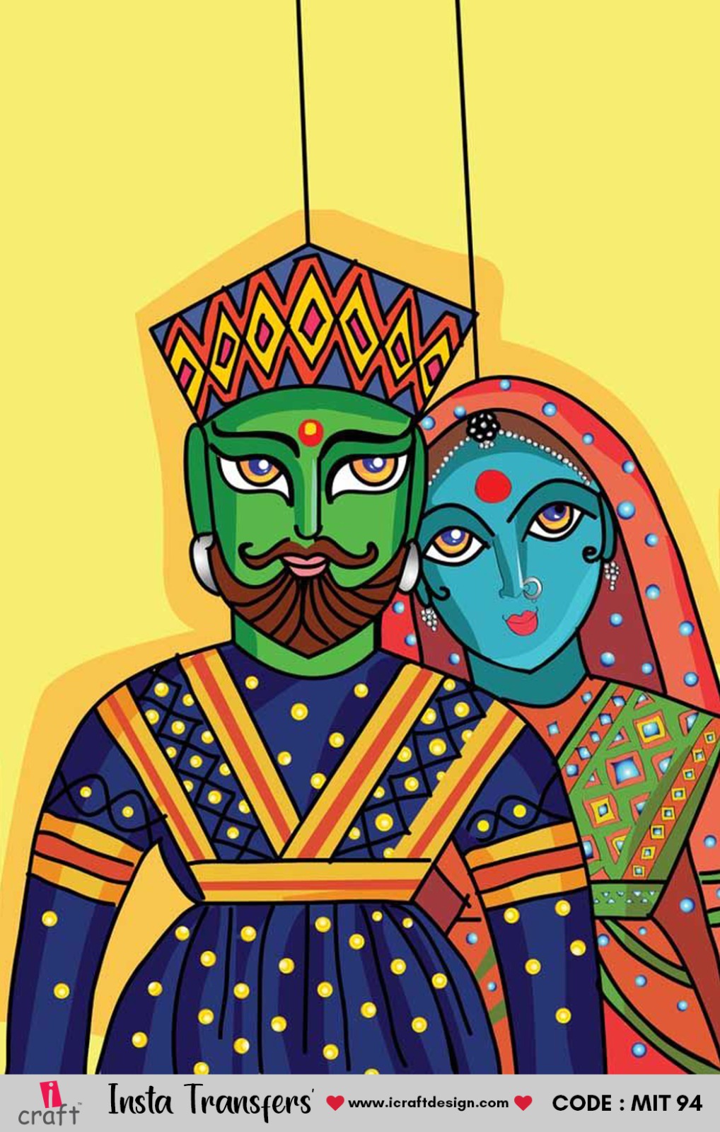 iCraft Mini Insta Transfer | Traditional Rajasthani Puppets (Kathputli) | MIT-94