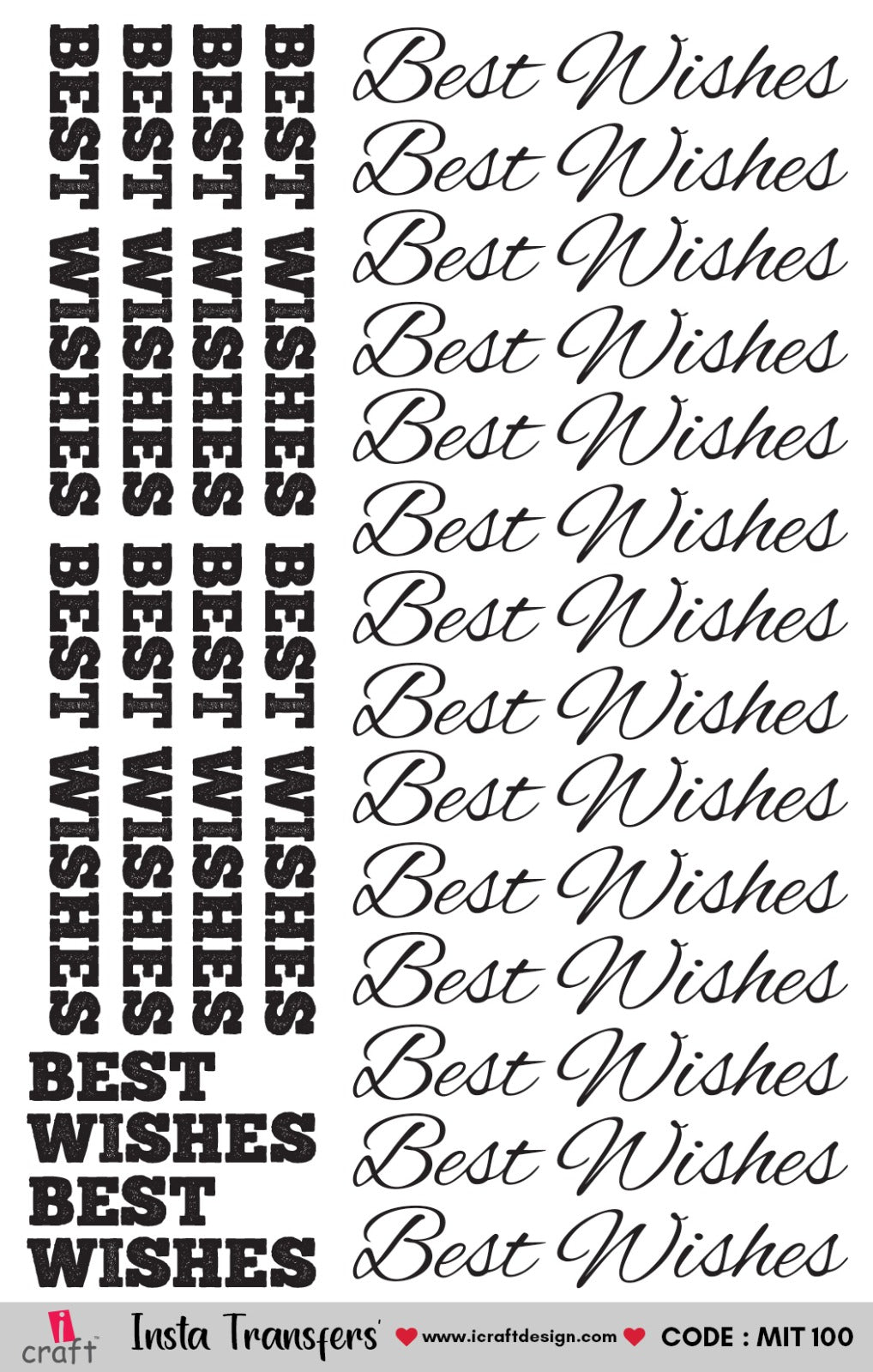 iCraft Best Wishes & Congratulations Water Transfer Stickers – Text Decals for Resin & Crafts – MIT 100 & MIT 101