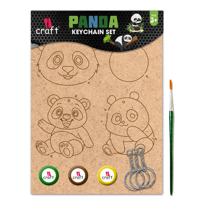 Panda Keychain Painting Kit for Kids | Paint Your Own Wooden Keyring Craft Set
