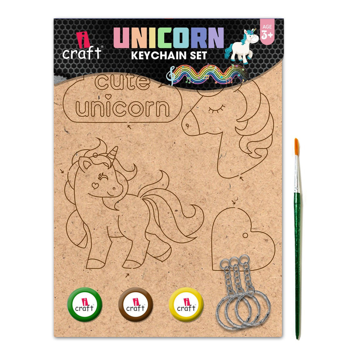 Unicorn Keychain Painting Kit for Kids | Paint Your Own Wooden Keyrings Craft Set