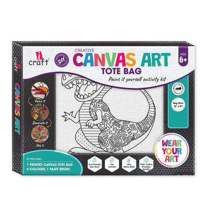 Dinosaur Canvas Tote Bag Painting Kit | Kids DIY Craft Kit – iCraft
