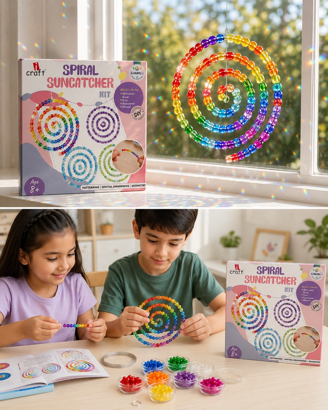 Spiral Suncatcher DIY Kit for Kids – Bead Craft & Window Décor Set | iCraft