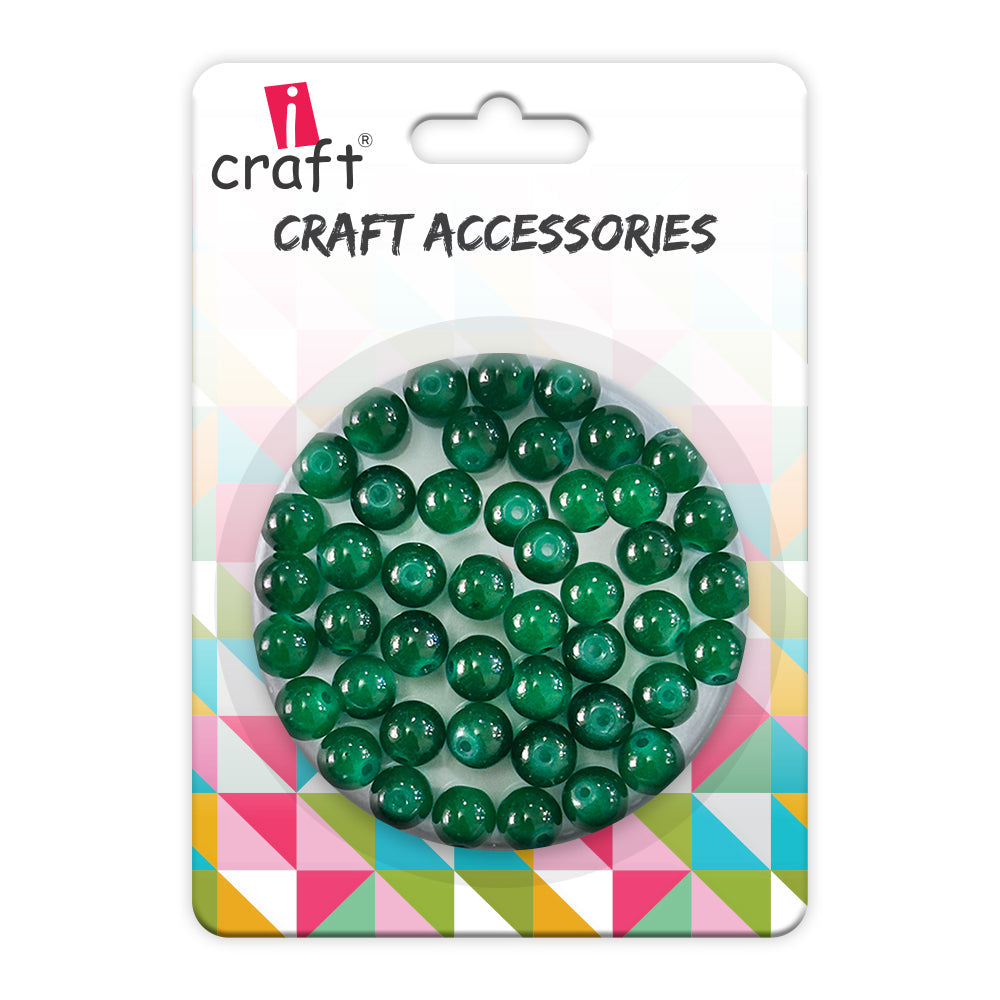 iCraft Accessories-Glass Beads Dark Green.Pack Of 30 Grams