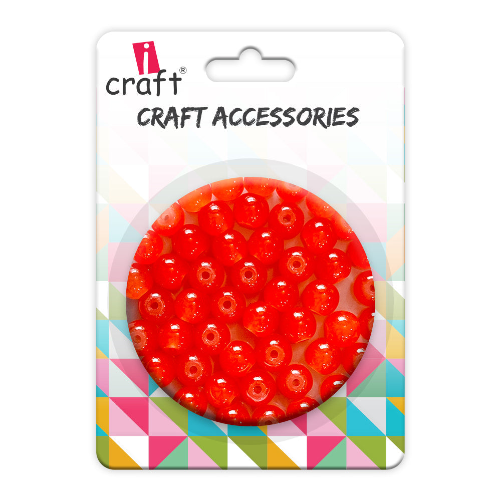 iCraft Accessories-Glass Beads Orange.Pack Of 30 Grams